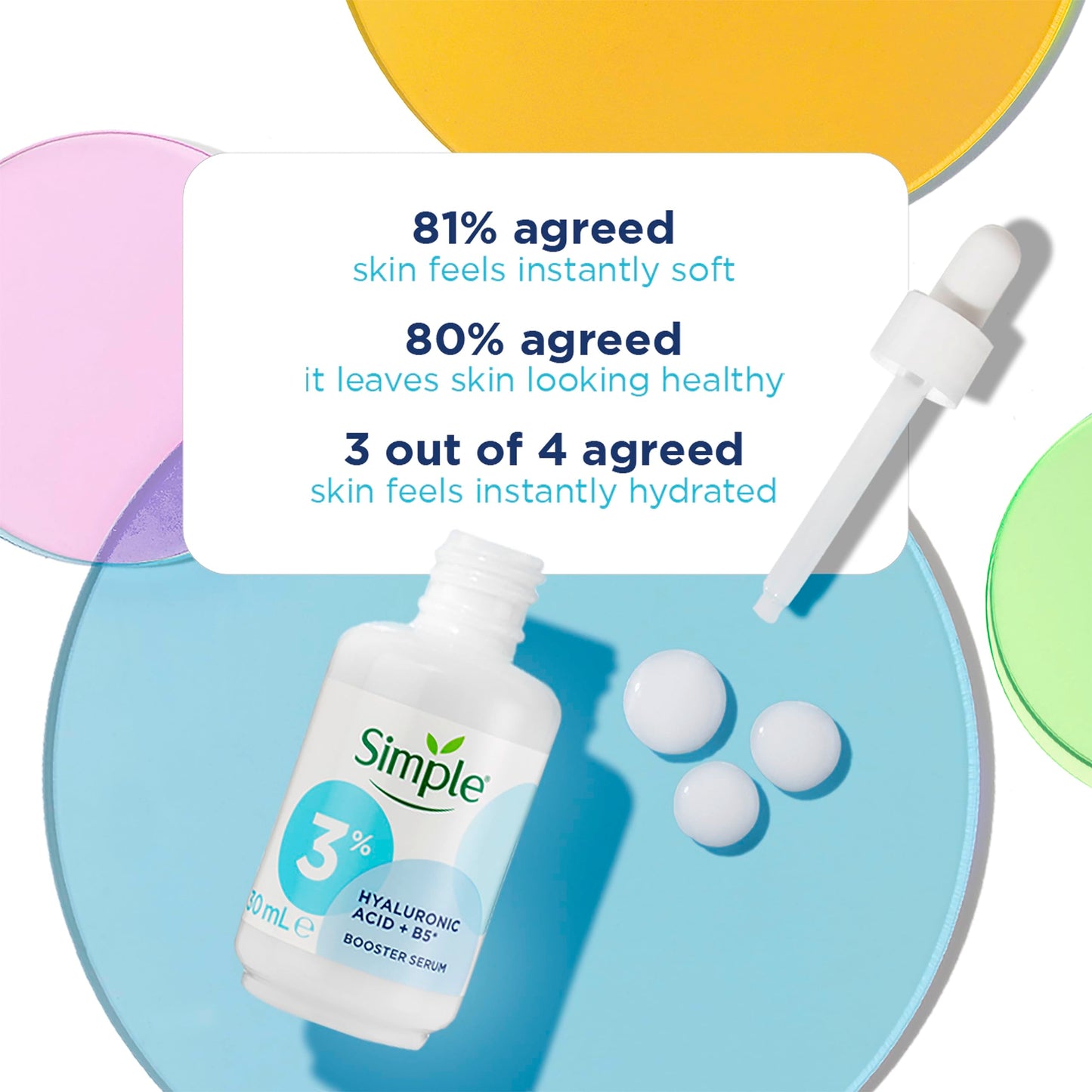 Simple 3% Hyaluronic Acid + B5* serum Booster Serum skin care product suitable for all skin types for hydrated, softer skin 30 ml