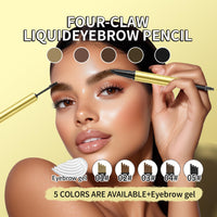 Weixinbuy 2-IN-1 Microblading Eyebrow Pen Long-lasting, Waterproof Eyebrow Pencil Dual-Ended with 4-Fork-Tip & Brow Brush & Clear Brow Gel, Fluffy & Defined Brows for Natural-Looking (2# Light Brown)