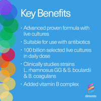 ELEMENTS Elements Supreme Microbiom - Probiotic Supplement with 14 Bacteria strains -100 Billion CFU with Fibres, Vitamin B Complex for Health Support, no GMO, Gluten Free, 28 Gastro-Resistant Capsules