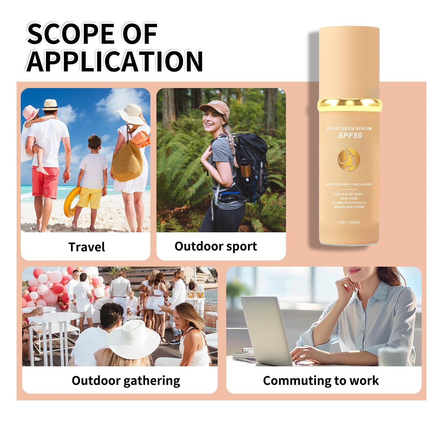 Eveloveu 4-in-1 Color Changing Foundation Serum - Concealer, Moisturizer, SPF50 Sunscreen, Liquid Hyaluronic Acid - Full Coverage Skincare for Moisturizing - 24Hr Hydration - 30ml (1pc)