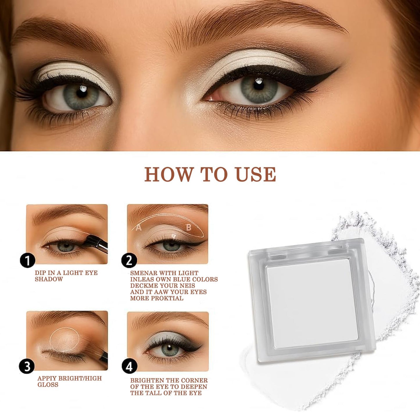 ZoeyShine Snowlight White Matte Single Eyeshadow, Waterproof and Long-Lasting