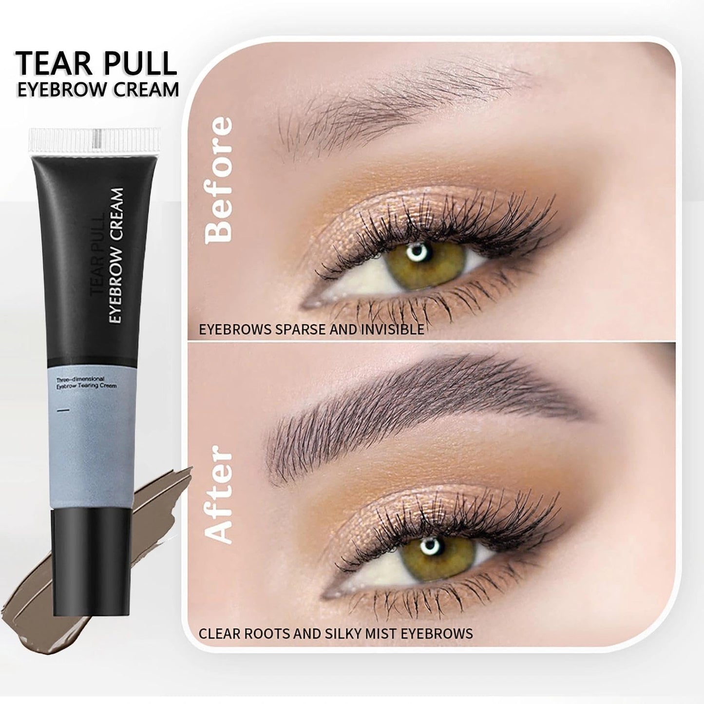 NatrLuxe Light Brown Tattoo Eyebrow Peel-Off Tint Kit With 10 Stencils & Stamp – Semi-Permanent, Waterproof, Lasts Up To 3 Days – Brow Makeup Gift For Women