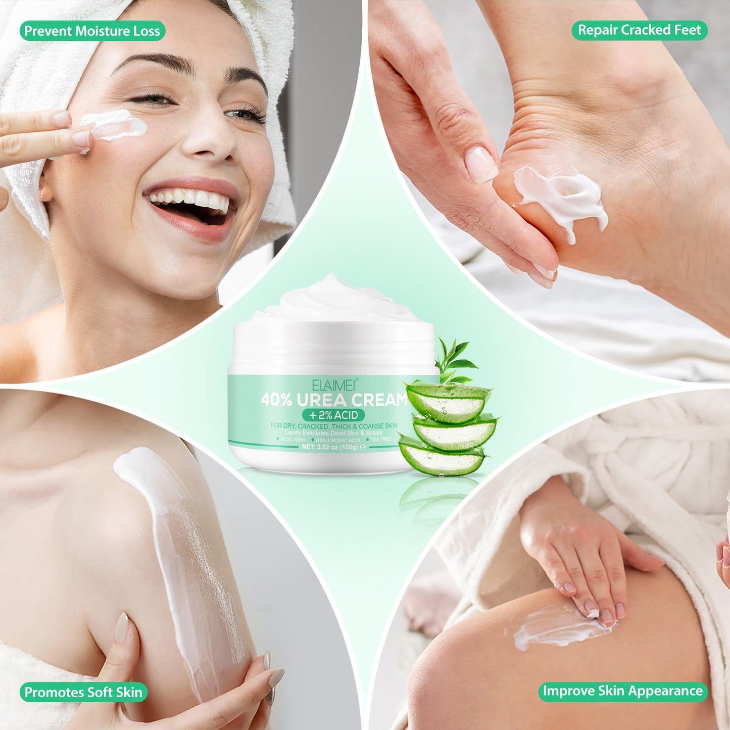 Urea Cream 40 Percent, Urea Foot & Hand Cream for Dry Cracked, 40 per Urea Lotion for Feet-100g