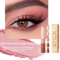 Eye Shadow Stick - 5-in-1 Velvet & Matte Makeup Eyeshadow Stick, Long-Lasting Creamy Formula, Eyeshadow Pencil Includes Shimmer & Matte Finishes for Effortless Glam, Easy to Carry Combination Design