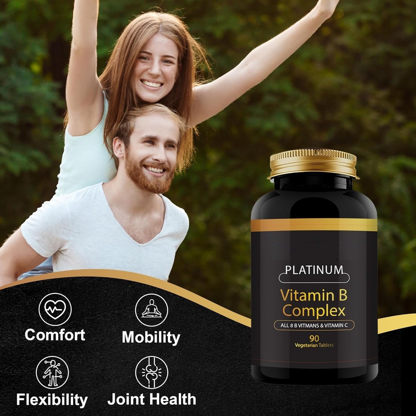 Generic Vitamin B-Complex Tablets, Ultra, 90 Tablets.