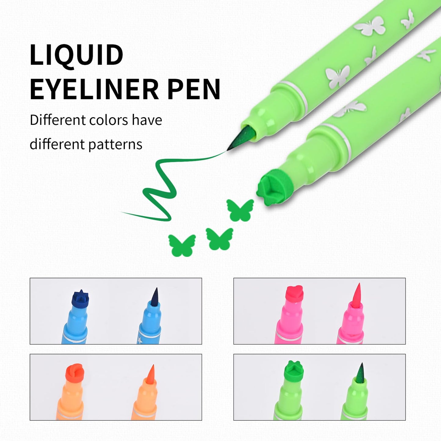 KYDA 4 Color Eyeliner Stamp Liquid Eyeliner, Waterproof & Smudge-proof Colorful Eyeliner pen,Fluorescent Rainbow Eye Liners for Women