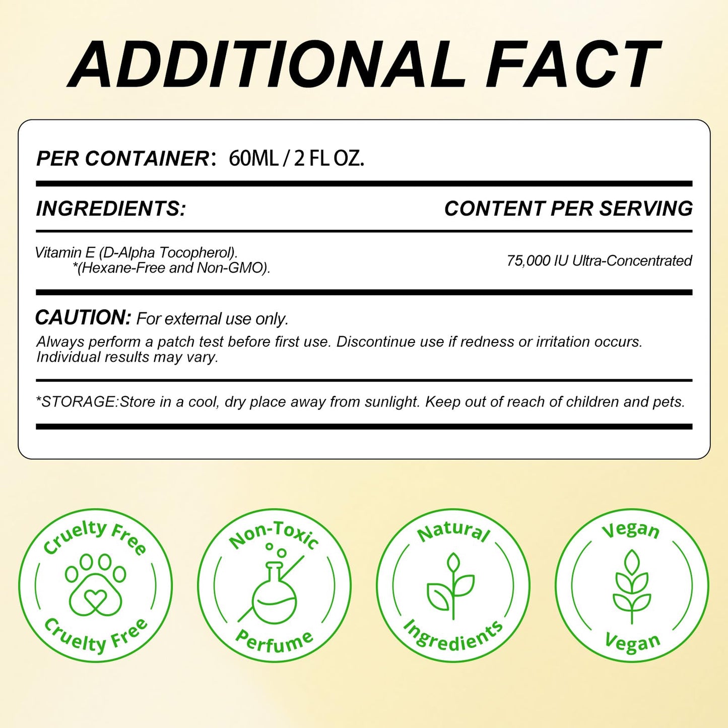 LEISGOTO Vitamin E Oil, 100% Pure Natural Plant Extracts Vitamin E Oil for Skin, Face, Reduces Scars & Stretch Marks, Smooths Fine Lines & Wrinkles, Firms & Boosts Skin Elasticity - 60ml Body Oil (Pack of 1)