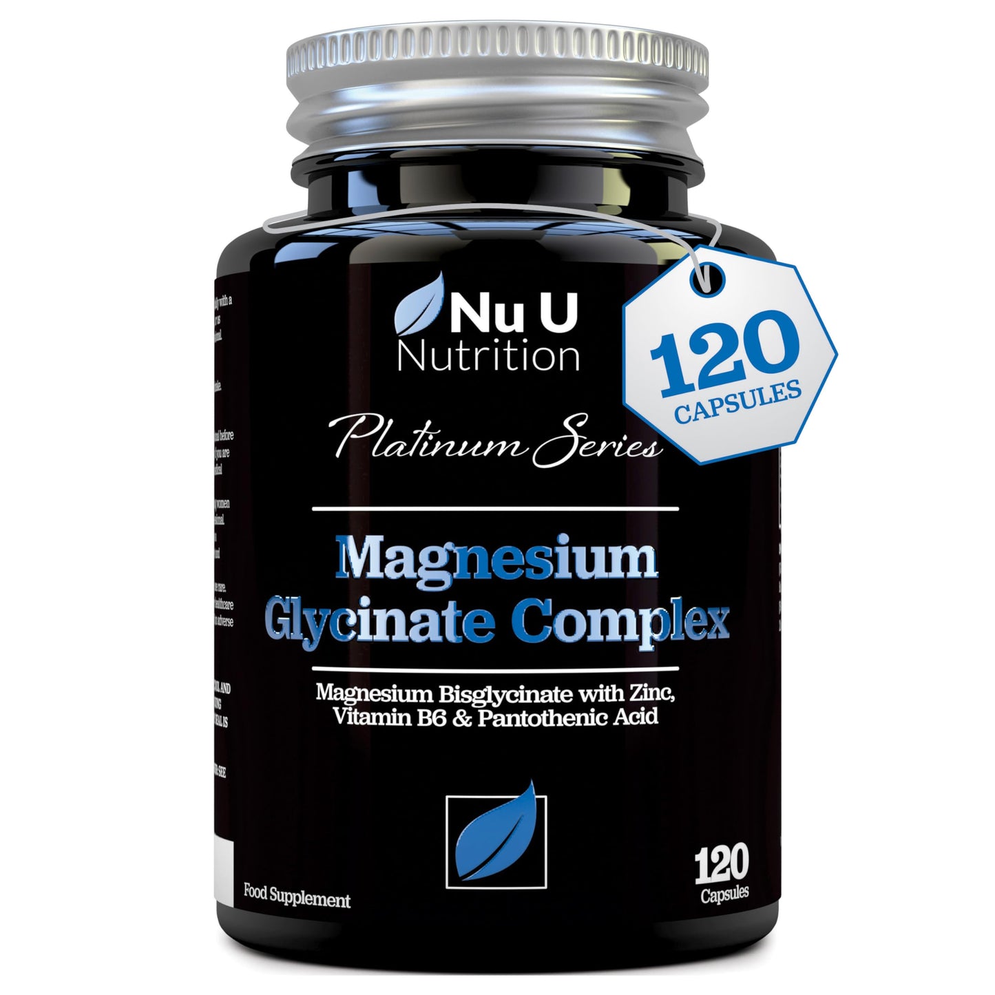 Magnesium Glycinate with Vitamin B6, Zinc and Pantothenic Acid - 120 Vegan Capsules - 250mg Elemental Magnesium from Chelated Magnesium per Serving - High Strength Magnesium Bisglycinate