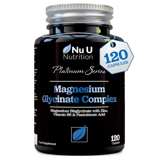 Magnesium Glycinate with Vitamin B6, Zinc and Pantothenic Acid - 120 Vegan Capsules - 250mg Elemental Magnesium from Chelated Magnesium per Serving - High Strength Magnesium Bisglycinate