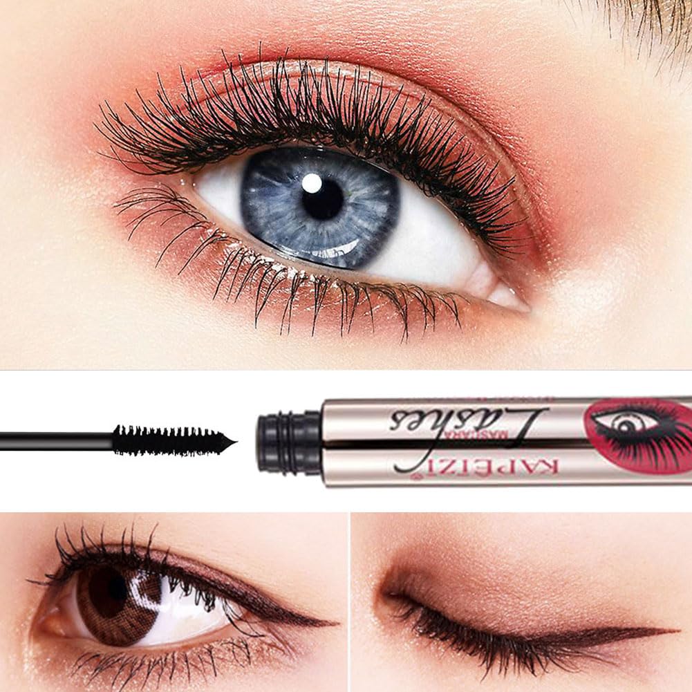 4D Silk Fiber Lash Mascara, Fber Lashes Mascara Waterproof, Long-Lasting, No Clumping, No Smudging, Longer, Thicker, Black (2)