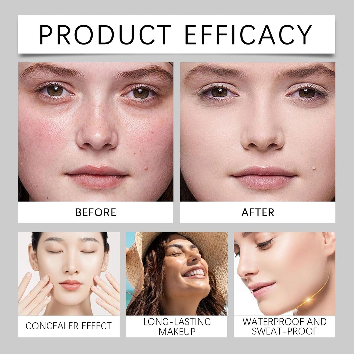 Siyinzu 30ML Colour Changing Foundation,Colour Changing Mature Skin Foundation,Long Lasting Waterproof Moisturising F-oundation,Concealer Spf 15,Covers Naturally Lotion Makeup Base with Powder Puff