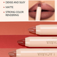 QUIWEN Matte Lip Crayon Nude Lipstick Pencil Velvety Creamy Matte Lip Liner Full Coverage High Pigment Waterproof Long Lasting Lipstick for Women, Non-Stick Cup Lipliner Pencil