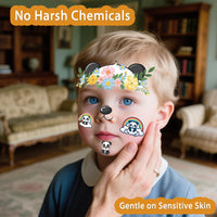 AmiCera Kids Tattoos, 10 Sheets Glitter Face Tattoos for Kids, Temporary Fake Tattoo for Party Festival Birthday, Quick Face Painting Makeup, Water Transfer, Safe & Long Lasting, Cute Animal Stickers