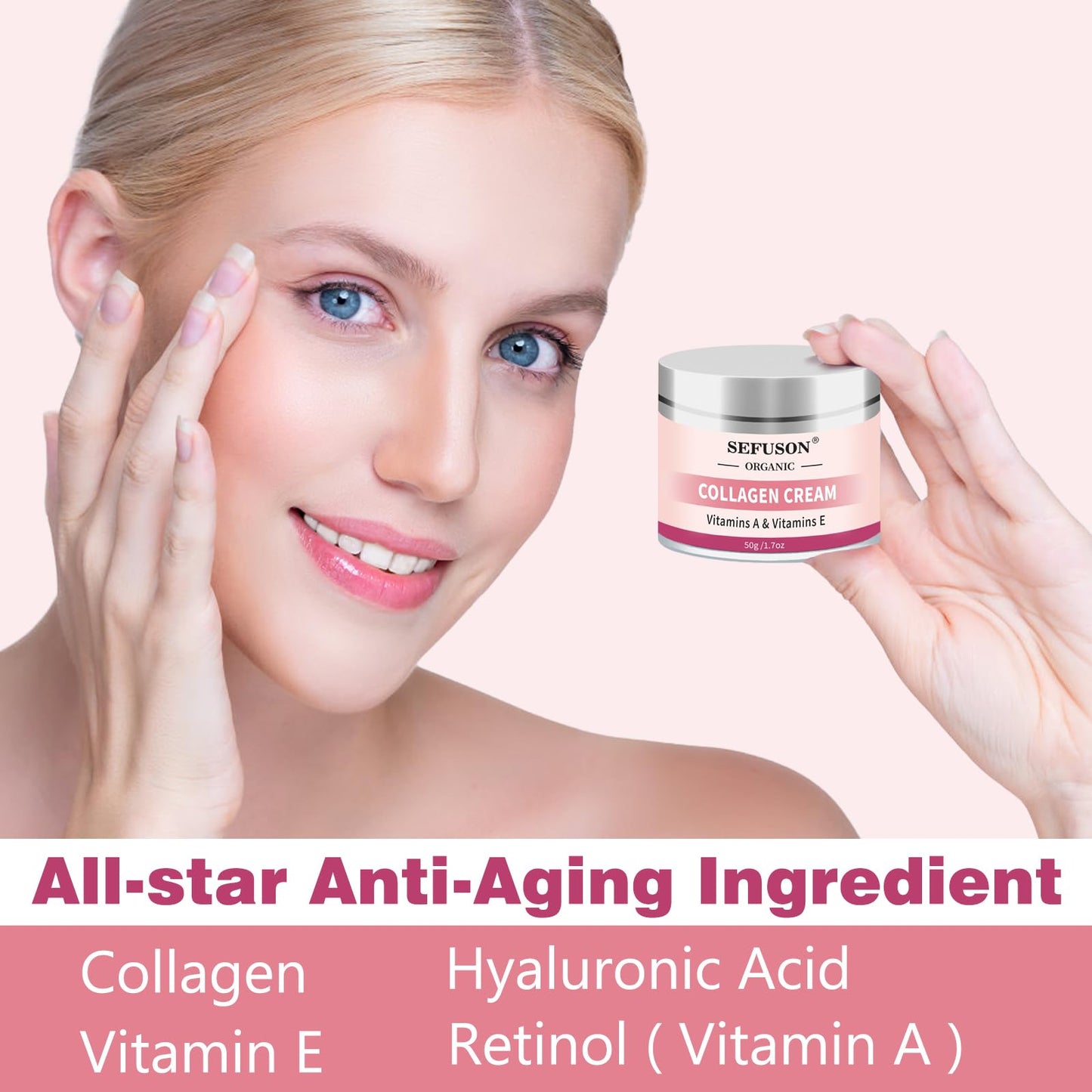 SEFUSON Collagen Cream for Face with Retinol and Hyaluronic Acid, Anti Wrinkle-Anti Aging Cream, Night and Day Anti Aging Skincare Facial Moisturizer, Face And Neck Cream(50ml)