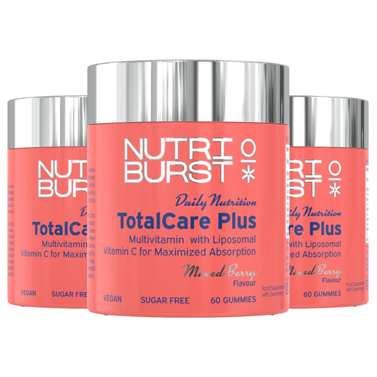 Nutriburst TotalCarePlus Multipack - Multivitamin with Vitamin C, D, B12 + Zinc - Immune System Support - Berry Flavour - 3 x 60 Gummies / 3 Month Supply - Suitable for Vegans