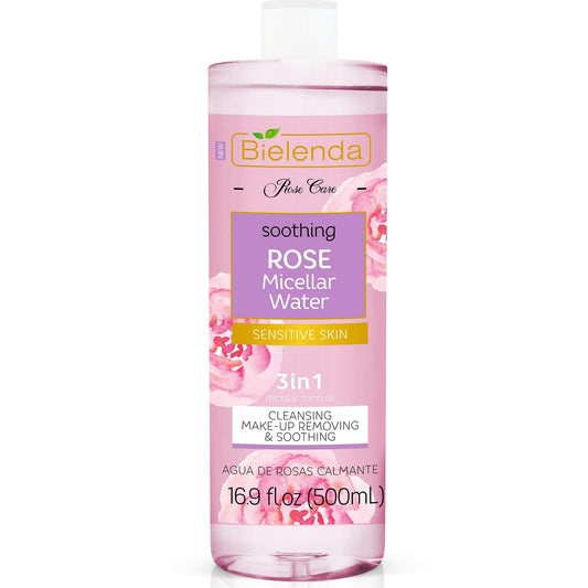 Bielenda Rose Care - Gently But Effectively Cleanses And Refreshes The Skin, Instantly Removes Make Up - Tones, Soothes, Provides Skin Softness And Comfort - Rose Care Micelar Water - 500 ml