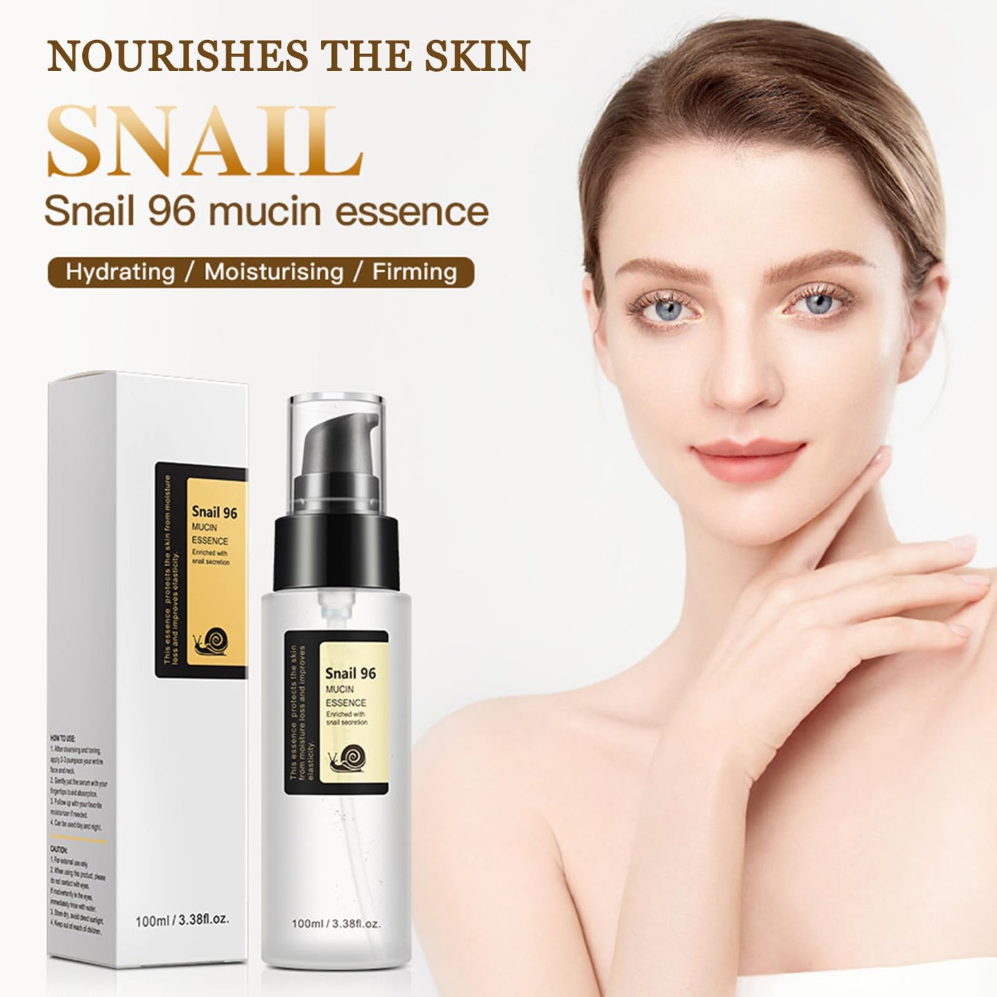 Ledeak Snail Mucin Essence, 96% Hydrating Serum with Hyaluronic Acid, Korean Skincare, Snail Protein Essence, Repairing & Brightening Face Serum for Dull & Damaged Skin,100ml