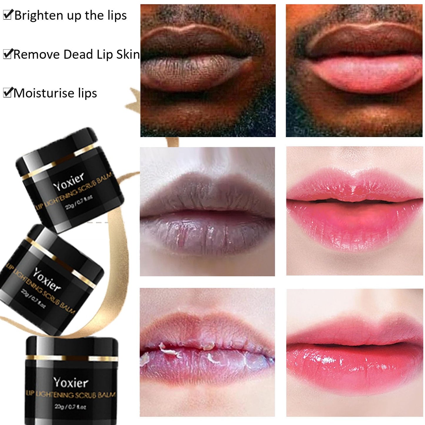 Lip Scrub Exfoliator Lip Lightening Scrub Lip Lightening For Dark Lips,Moisturizing Lip Scrub Lip Care to Remove Dead Skin,Lip Brightening for Dark Lips Lip Exfoliator Scrub for Chapped & Cracked Lip