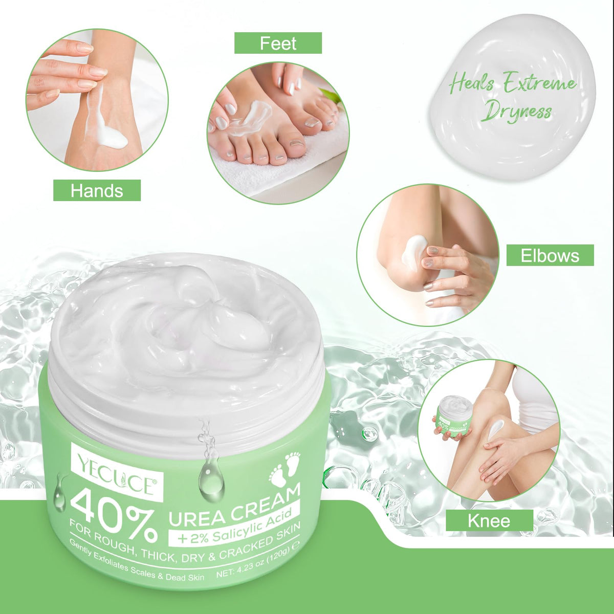MINGYITUO Urea Foot Cream, Urea Cream 40 Percent for feet,with Hyaluronic Acid, Tea Tree and Aloe Vera,Heel Balm For Callous Removal and Soften, For dry, Cracked Feet, Heels and Hands (120g)