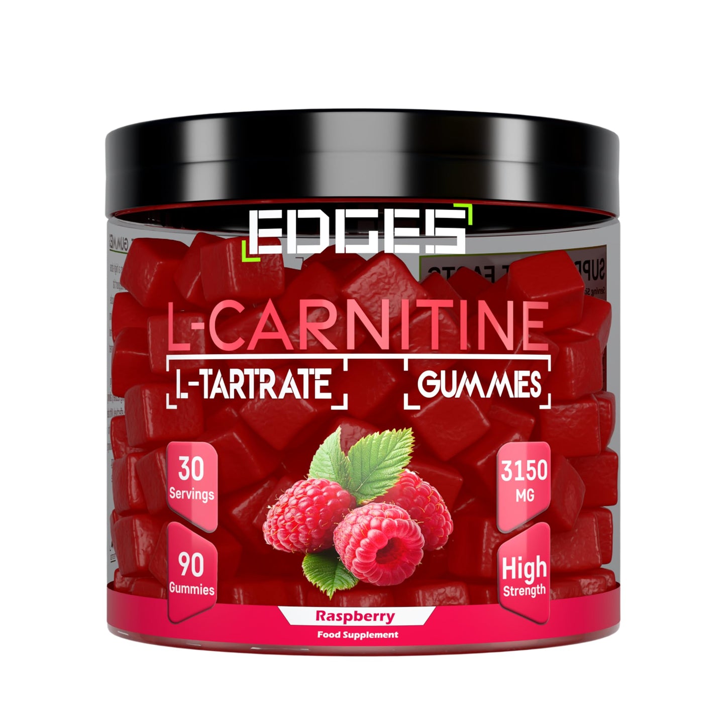 Edges L-Carnitine L-Tartrate 3150mg Gummies – 90 Raspberry Gummies – High Strength for Energy, Metabolism & Fatigue Support – Vegan Friendly L-Carnitine L-Tartrate Supplement – 30 Day Supply