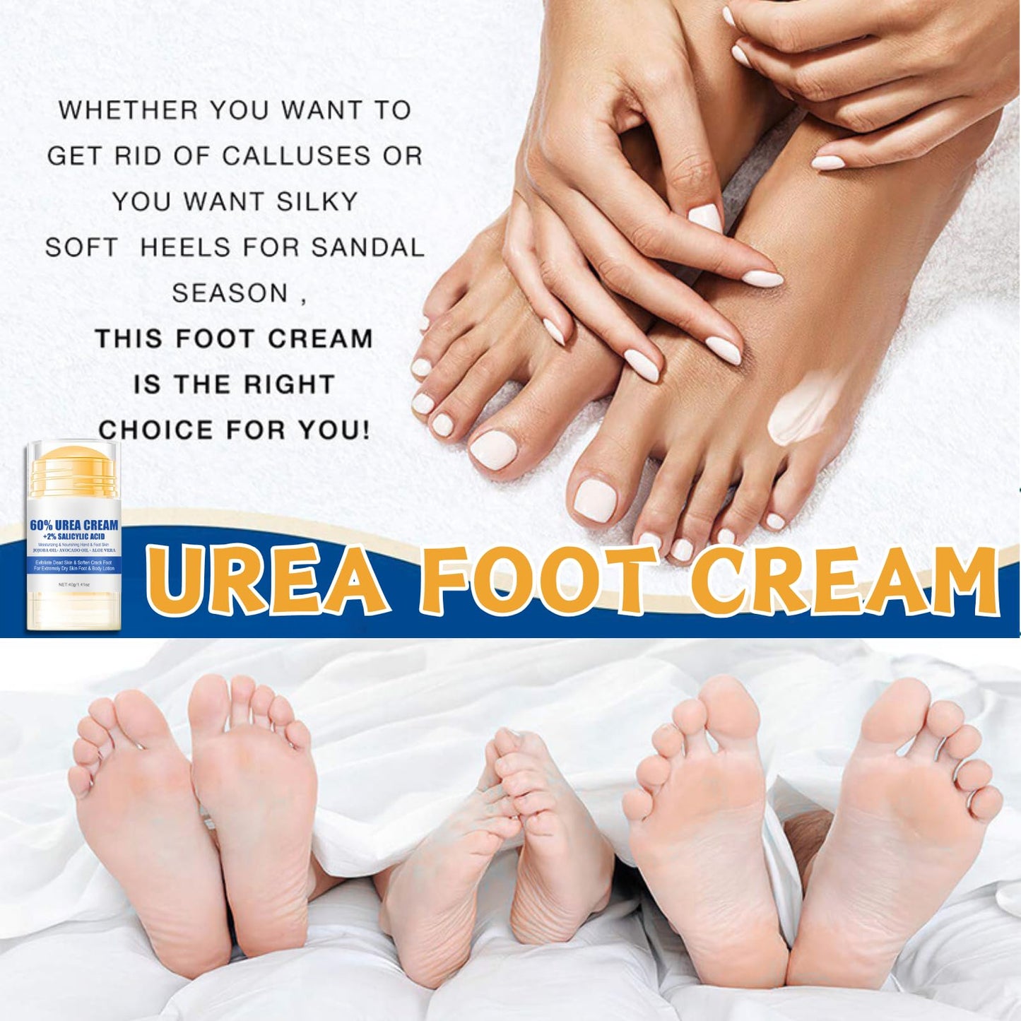 Trendyfave 60% Urea Cream For Cracked Heels - Urea Foot Cream - Foot Cream for Cracked Heels and Dry Skin - Cracked Heel Repair Cream - Skin Care Hands & Feet - Intense Moisturiser with Jojoba Oil & Aloe Vera