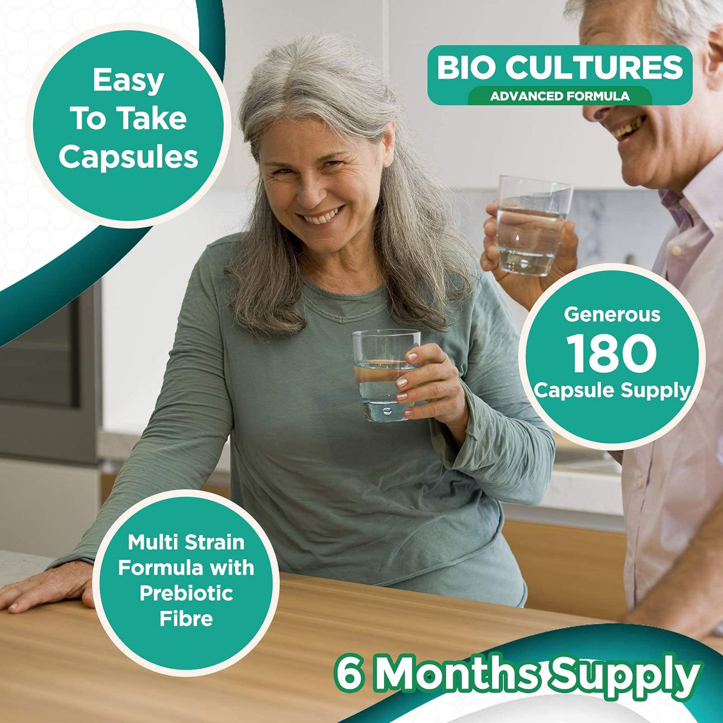 Bio Cultures Complex Probiotics 50 Billion CFU with Prebiotics – 180 Vegan Capsules - Acidophilus & Saccharomyces Boulardii Probiotic - 6 Month Supply – Probiotics for Women & Men