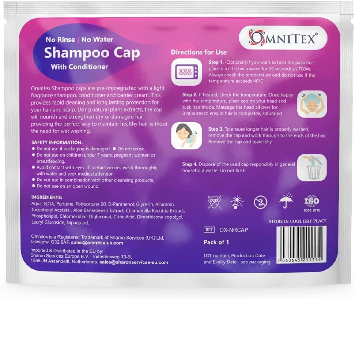 LIMDO 3 pk - Premium Rinse Free Shampoo Cap - Microwaveable with Conditioner & Vitamins, Nourish & Protect, No Water, No Parabens, Latex Free, Alcohol Free