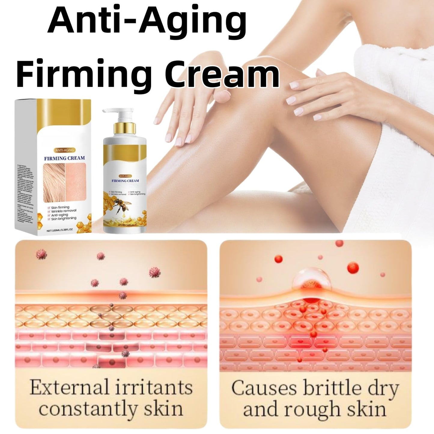 OuXing Anti-Aging Firming Cream,Bee Ven-om Firming Body Lotion,Bee Ve-nom Repair Body Cream,Firming Wrinkle Reducing Cream,Body Moisturiser,Tightening Cream,Restore Skin Elasticity for All Skin