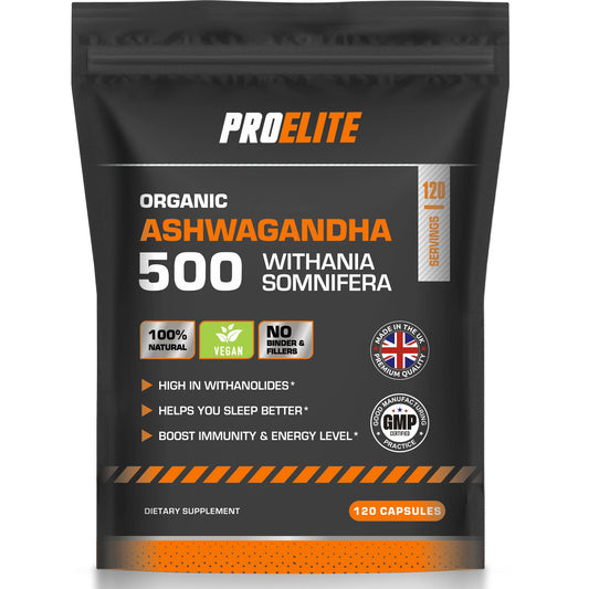 PROELITE Ashwagandha 120 Vegan Capsules Ashwagandha Root Powder Capsule 10% Withanolides 500mg High Strength 10,000mg Extract 20:1 | Stress Relief, Energy, Strength & Endurance by PRO-Elite