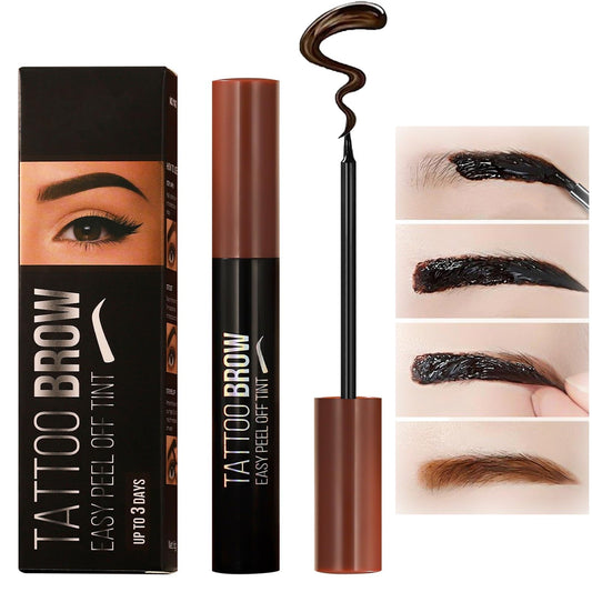 SHEBEEDO Peel Off Tattoo Eyebrow Gel, Brown Eyebrow Tint Kit, Semi-Permanent Colour Eyebrow Dye,Waterproof Brow Tint Peel Off For Eye Makeup,Fuller & Defined Looking Brows (Deep Brown)