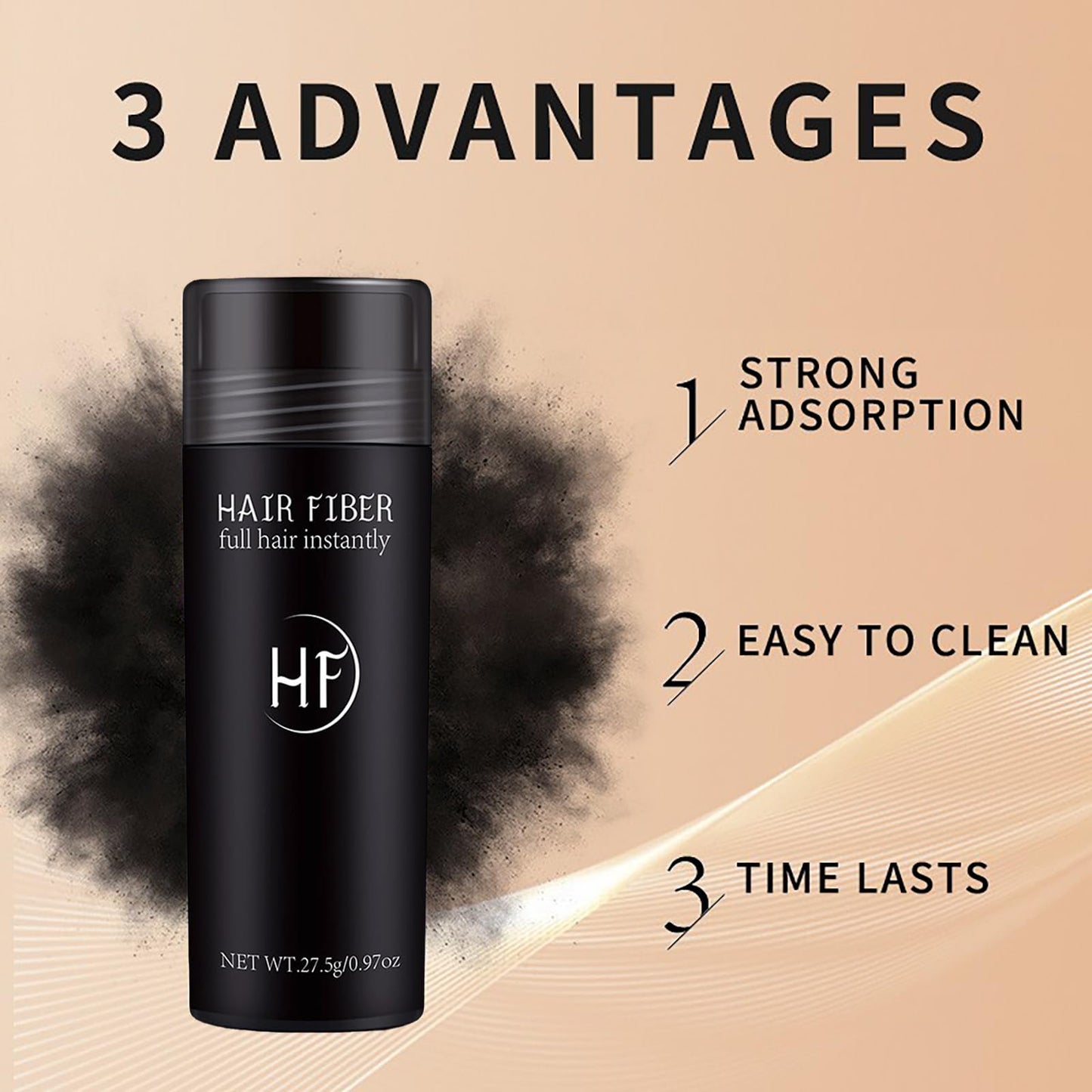 Maggikey Professional Quality Hair Fibres - Instantly Conceals Hair Loss for Bald Spots & Thinning Hair - Black Color - Hair Building Thickener Powder - Fiber Blend