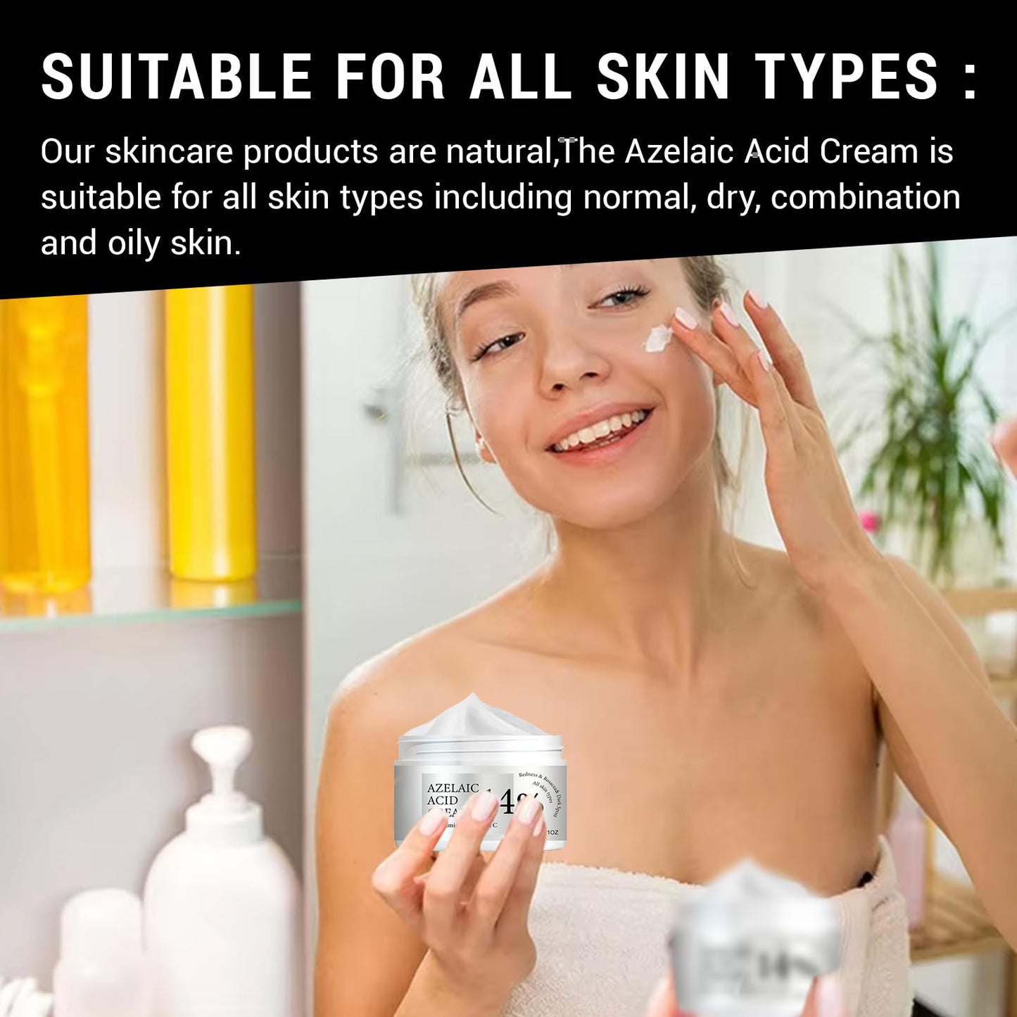 Asheyya Azelaic Acid Cream, Face Serum Skin Care Beauty with Niacinamide & Vitamin C