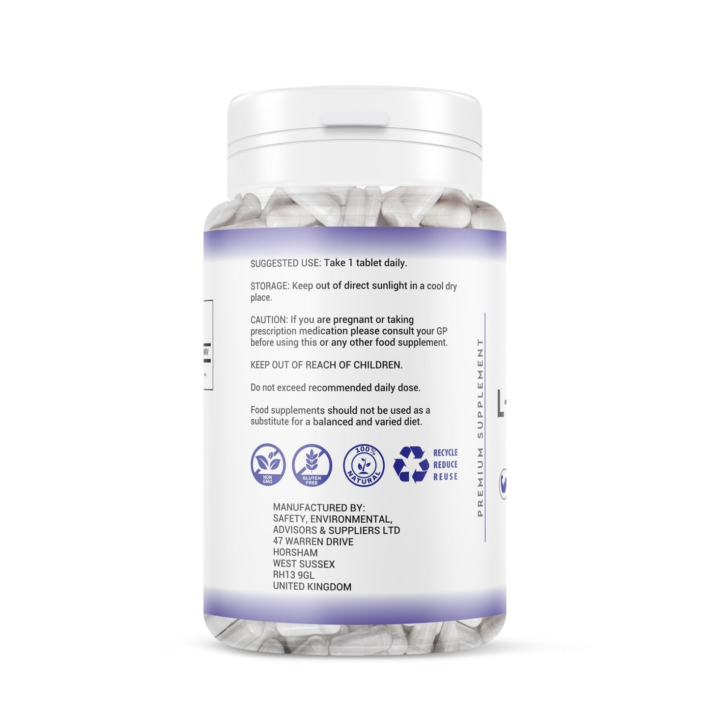 Generic L-Taurine 1000mg Vegan Tablets - 6 Months Supply - Vegan Taurine Supplement