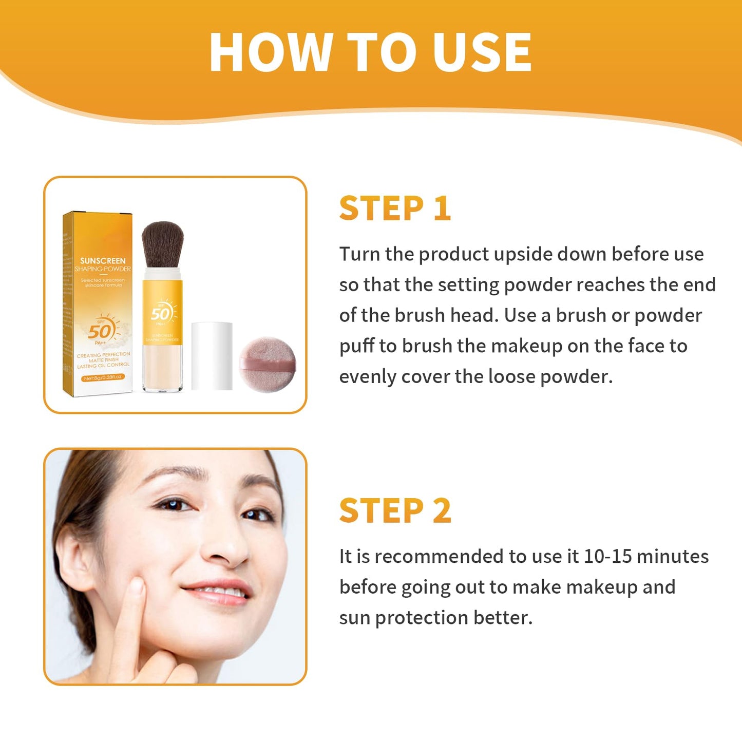 Asheyya 2 Pcs Scalp SPF Powder, SPF 50 Powder Sunscreen for Face, Natural Matte Lasting Breathable, All Skin