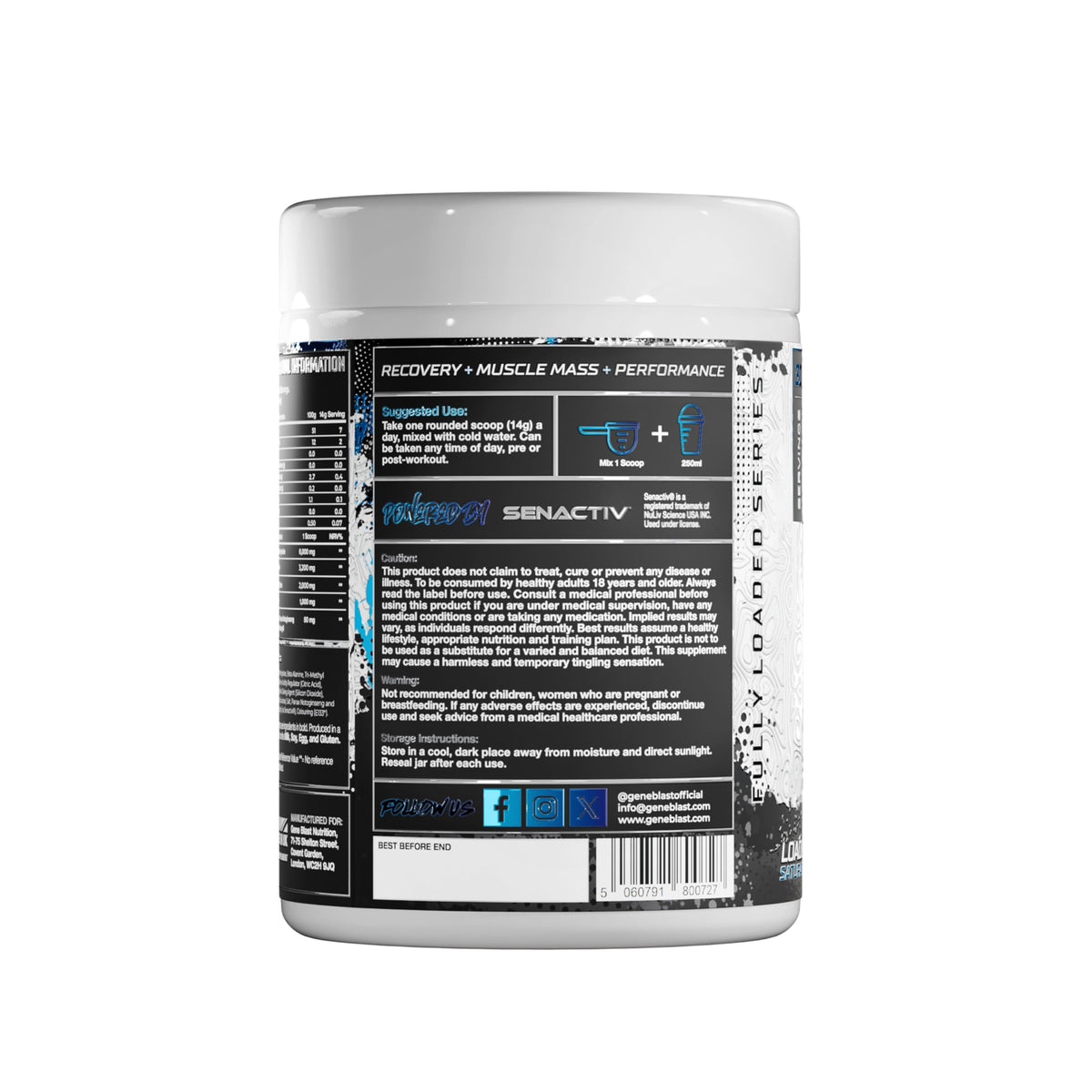 GENE BLAST Gene Blast Loaded Creatine 6g - Power, Endurance & Recovery (Blue Raz, 30 Servings)