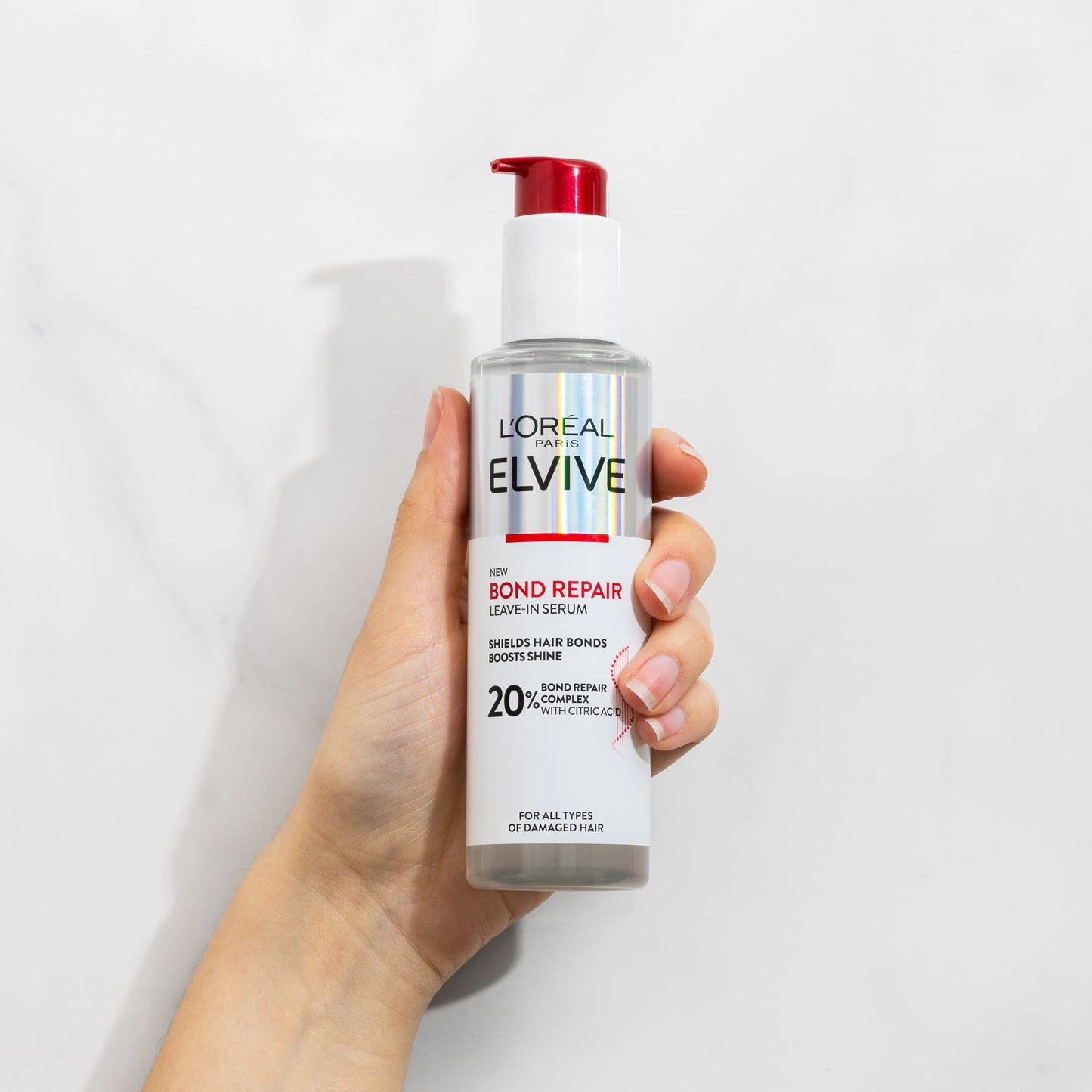 L'Oreal Paris L'Oréal Paris Elvive Bond Repair Leave-In Serum, with Citric Acid Complex, for Stronger Hair, Heat Protection, 12x Less Split-Ends, 98% Stronger, 82% More Shine for Damaged Hair, 150ml
