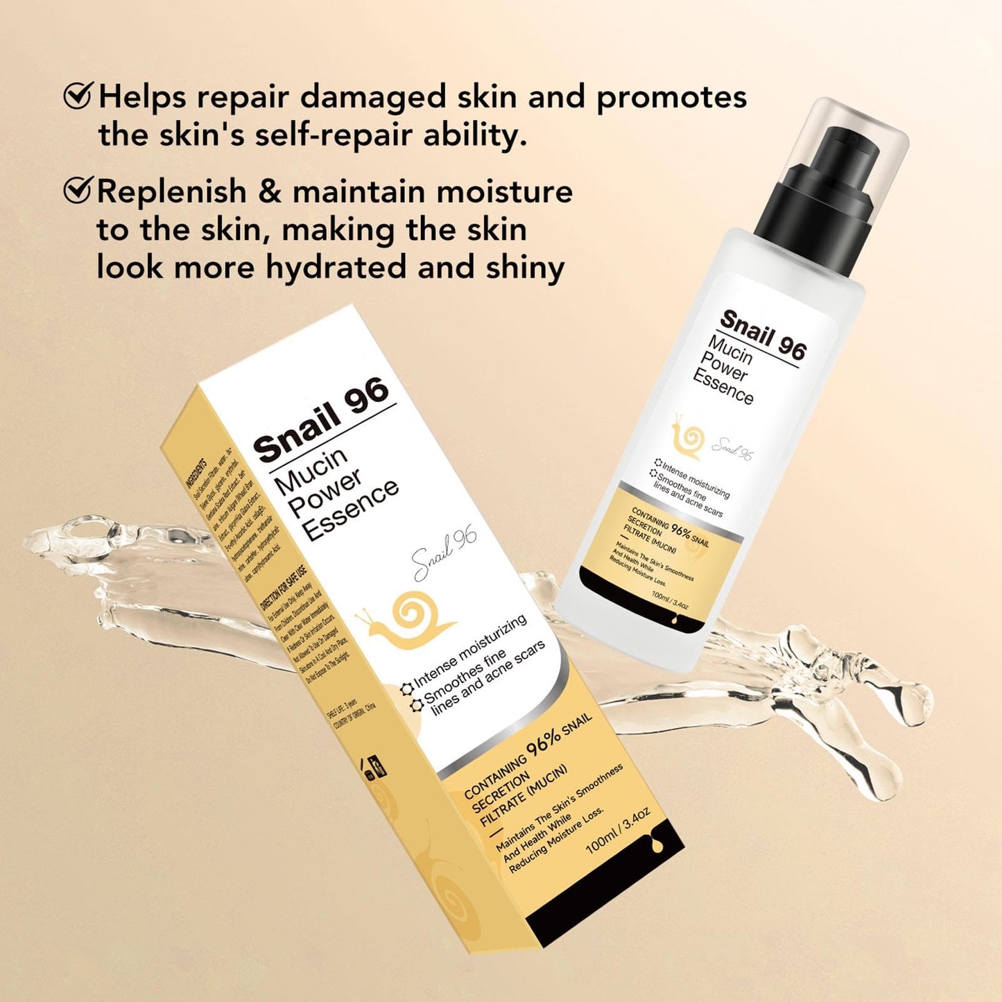 TBeautfave Snail Repair Essence, Snail Mucin Skin Care Sets & Kits, Snail Mucin Moisturiser, Korean Snail Mucin Serum & Face Moisturiser for Deep Hydration, for Dull & Damaged Skin, Korean Skincare (Cream+Serum)