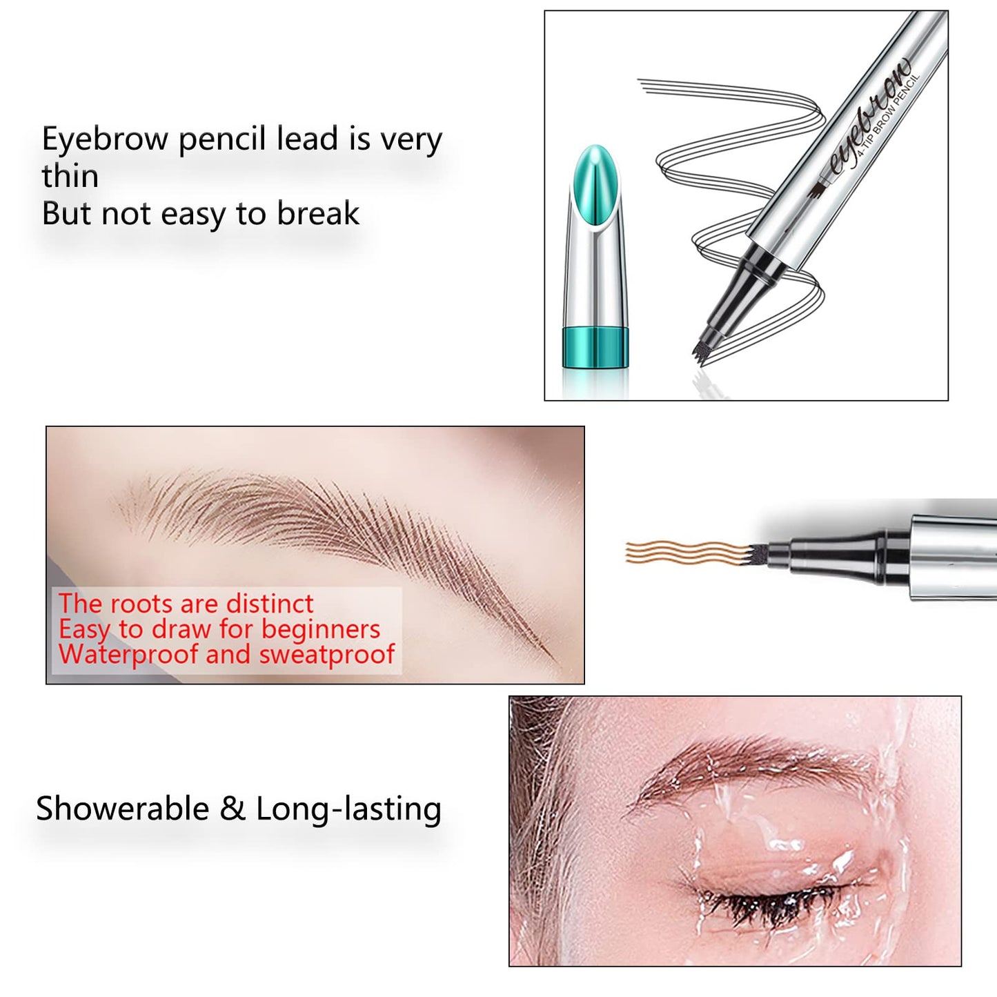 MEITREND Eyebrow Pencil - Waterproof Tattoo Brow Pen With Fork Tip Long-Lasting Brow Tint For Revolution Makeup Rapid Natural Brow for Beginners (#03 RED BROWN)