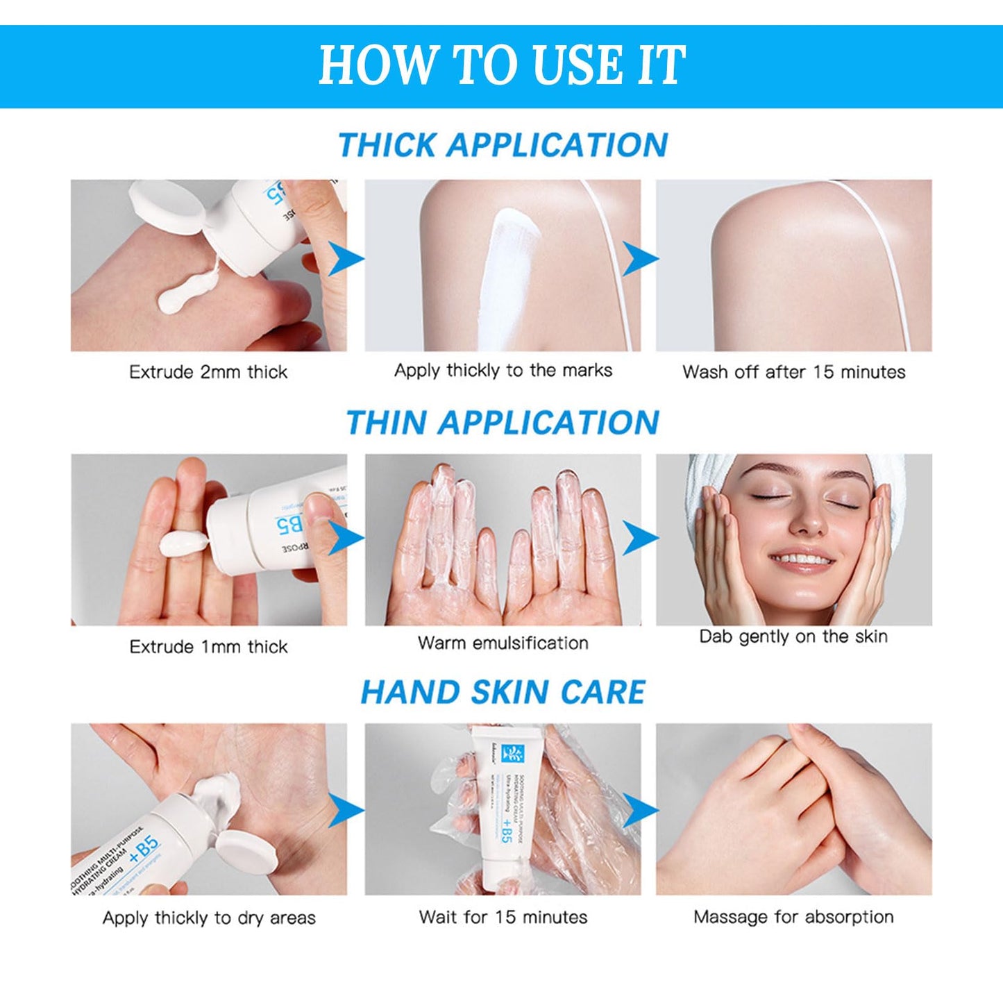 B5 Repairing Soothing Face Balm, Moisturiser Face Women, Ultra-Calming Multi-Purpose Skin Barrier Repair Cream with Panthenol & Centella Asiatica, Redness Relief Hydration Serum, for Sensitive Skin