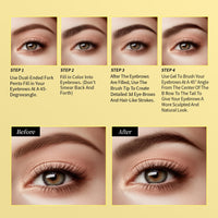 Weixinbuy 2-IN-1 Microblading Eyebrow Pen Long-lasting, Waterproof Eyebrow Pencil Dual-Ended with 4-Fork-Tip & Brow Brush & Clear Brow Gel, Fluffy & Defined Brows for Natural-Looking (2# Black)