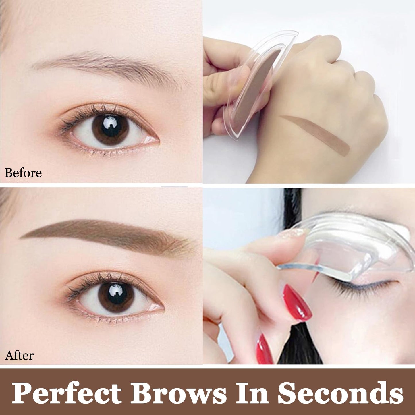 HERBINSOLS Eyebrow Stamp - Seal Stamp Eyebrow Powder - Waterproof Brow Stamp Kit - Creates Natural Looking Brows In Just 1 Second - Perfect For Makeup Beginners(Light Brown)