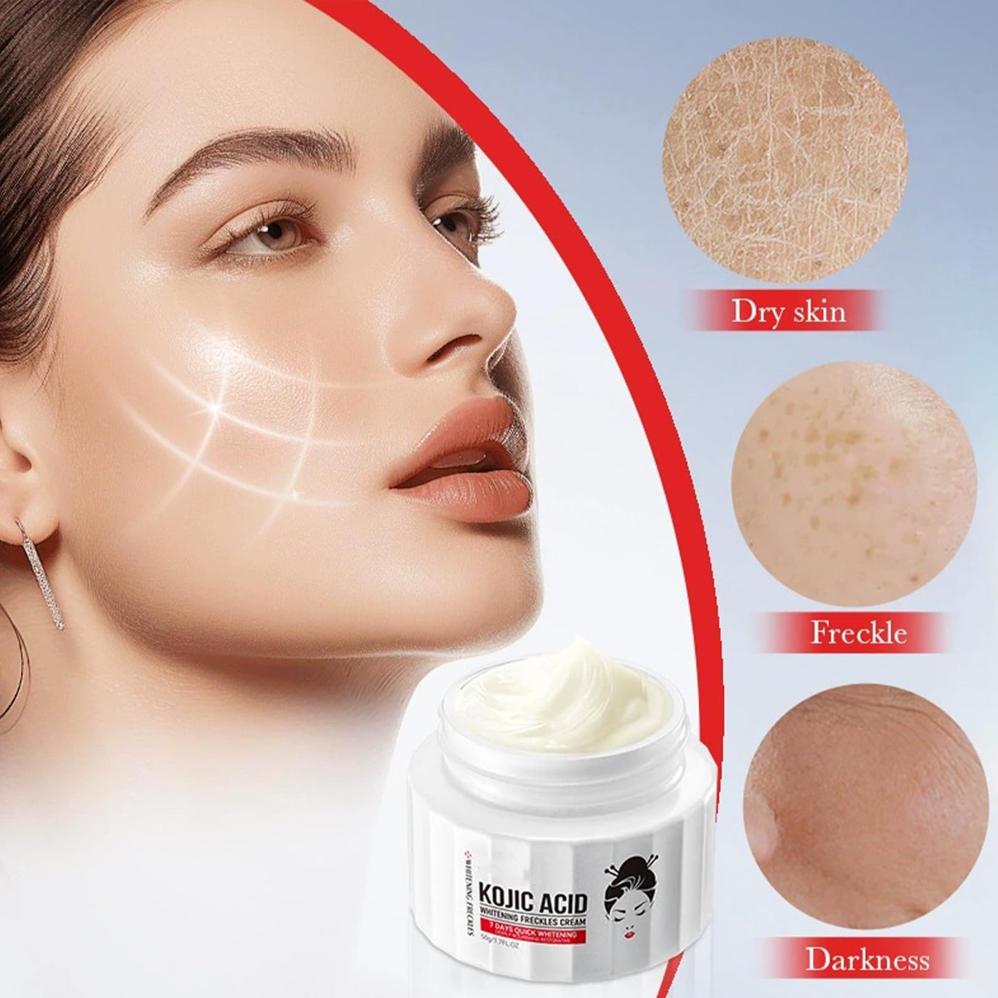 AurolaGlow Kojic Acid Cream – Brightening & Anti-Aging Dark Spot Remover – Hydrating Face Moisturizer for Dry Skin – Anti-Wrinkle Cream for Women – 50g