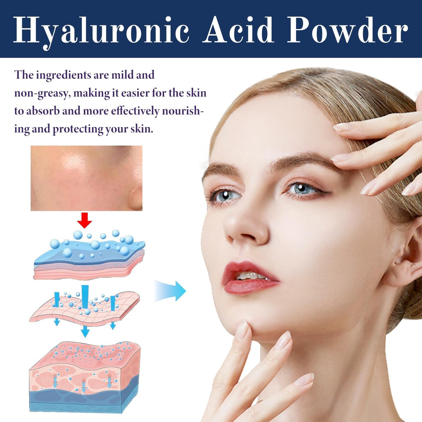 Hyaluronic Acid Powder,Natural Hyaluronic Acid Powder for Face and Skin Care,Water Soluble Hydrating Ingredient for Skin Moisture,Water-Soluble Firming Facial Serums Cosmetics,DIY Facial Serum