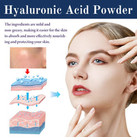 Hyaluronic Acid Powder,Natural Hyaluronic Acid Powder for Face and Skin Care,Water Soluble Hydrating Ingredient for Skin Moisture,Water-Soluble Firming Facial Serums Cosmetics,DIY Facial Serum