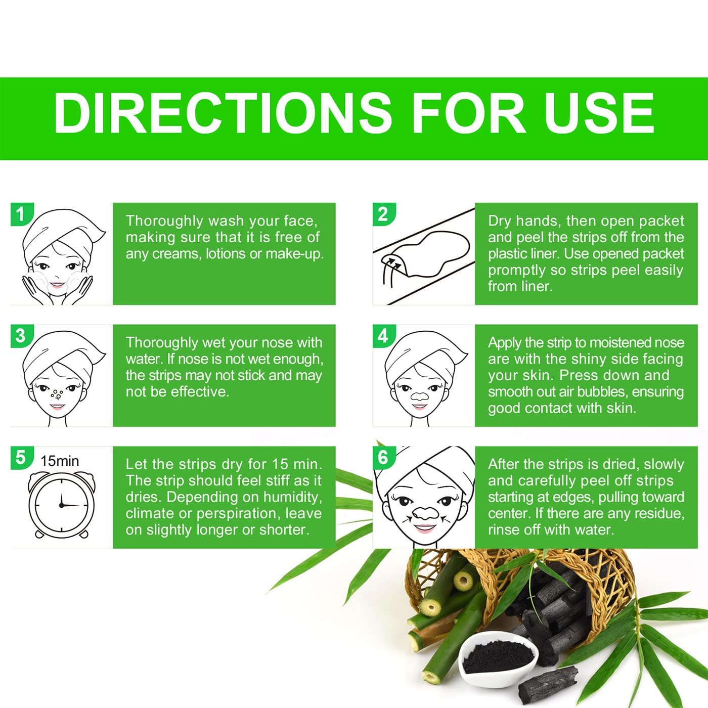 Nose Strips, 80 Pcs Pore Strips, Natural Bamboo Charcoal, Deep Cleansing Pores, Removes Blackheads and Pimples, Removes Oil and Impurities, Reduces Pore Dirt. (2 Pack)