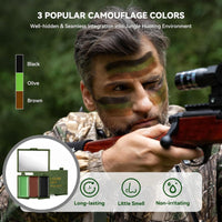 QinZiEn 3 Color Camo Dace Paint,Army Face Paint,Eye Body Face Camo Paint,Waterproof face paint,camouflage makeup,hunting accessories,face paints,body paint,camouflage face paint(Black,Brown,Green)