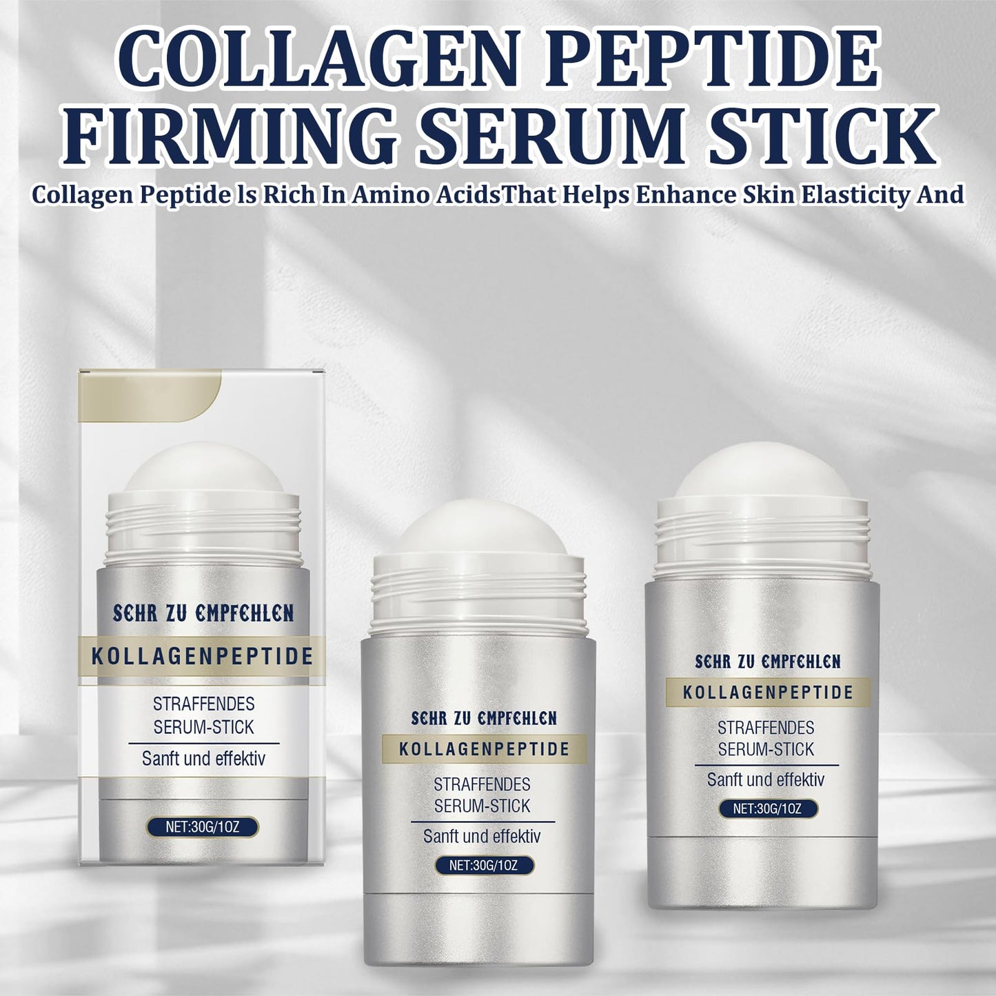 ExcellaElite 2Pcs Collagen Peptides Firming Serum Stick, Anti Aging Peptides Serum Stick, Face and Neck Firming Stick for Tightening Sagging Skin Improves Skin Elasticity