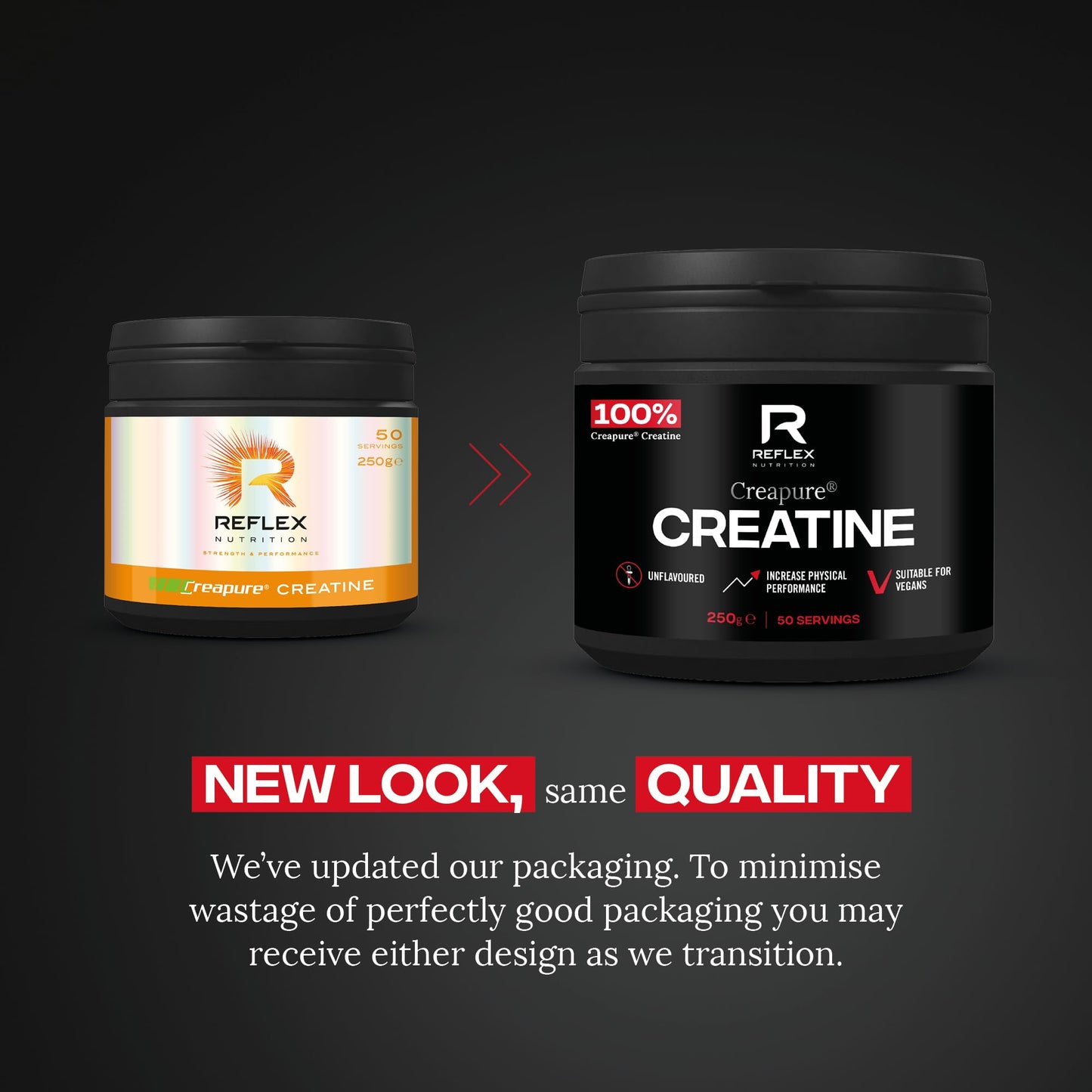 Reflex Nutrition Creapure® Creatine Monohydrate Powder Unflavoured - 100% Creatine for Strength, Muscle Gains & Recovery - No Fillers or Additives - 250g (Vegan Creatine 5g per Serving, 50 Servings)