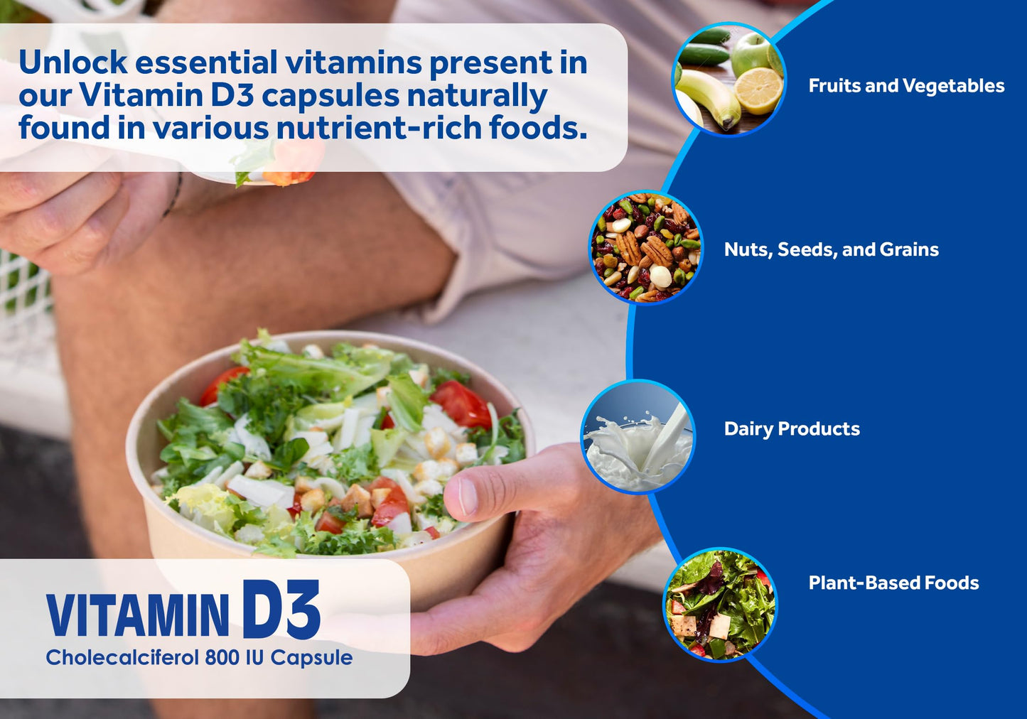 Vitamin D3 800 IU - 30 Capsules - High Potency, Easy to Swallow Pure Vitamin D Softgel Capsules - Vitamin D3 Supplements Helps Boost Health and Immune System