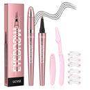 GCVSE Eyebrow Pencil, Rose Gold Microblading Eyebrow Pencil with 4 Micro-Fork Tips, Long-Lasting Brow, Waterproof, Smudgeproof Brow Pen - Easy Creation of Natural Looking Defined Eyebrows (Black)
